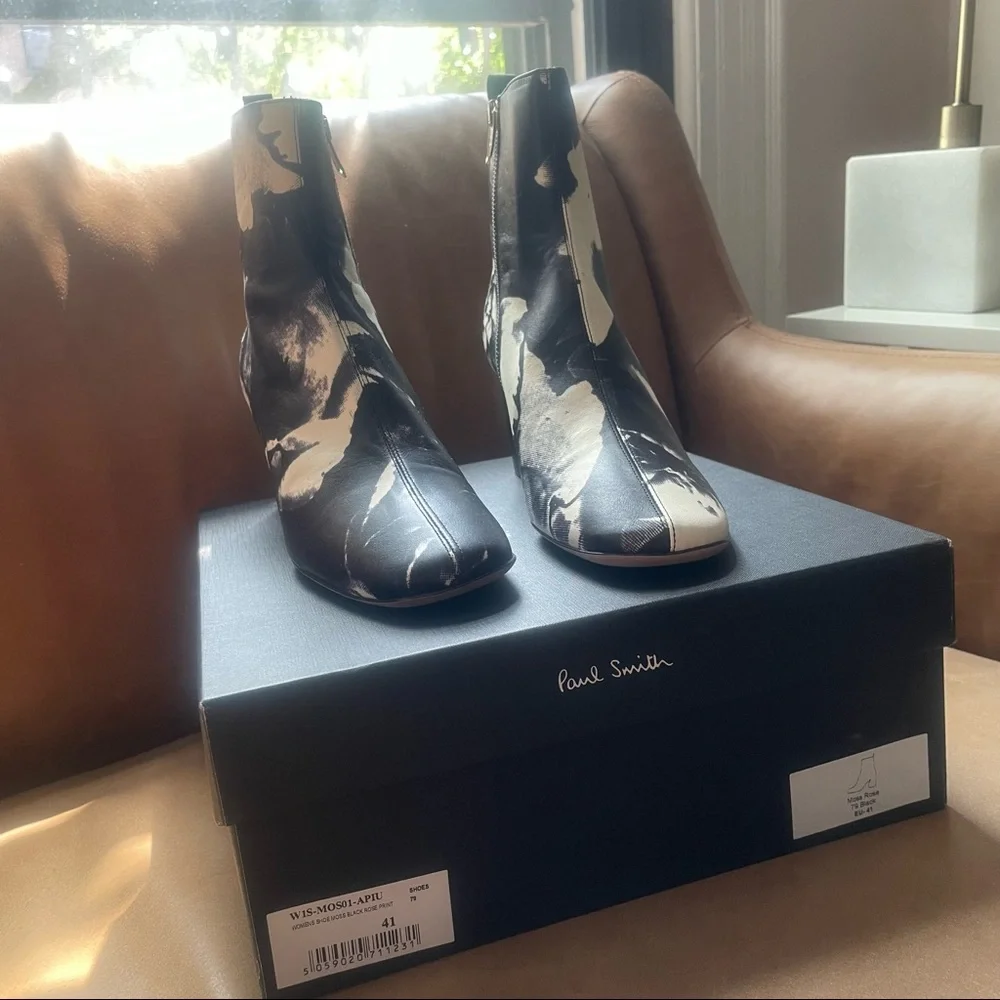 NWB Paul Smith Moss Black Rose print floral ankle boots brand new spring summer - Picture 12 of 14